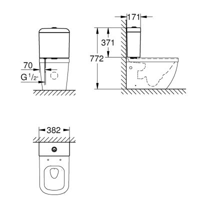 GROHE 39332000 - Змивний бачок EURO CERAMIC 385 × 170 × 370 mm кераміка/білий
