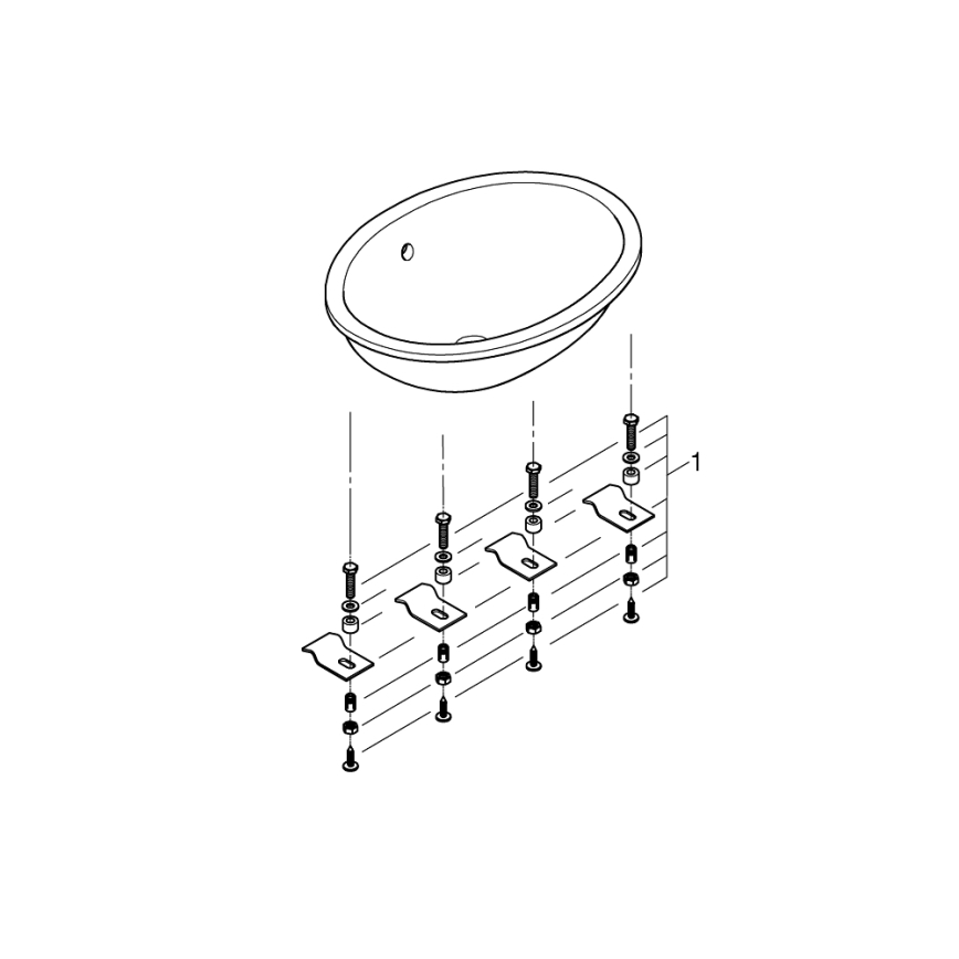 GROHE 39423000 - Встраиваемая раковина BAU CERAMIC 560 × 420 мм керамика/белая