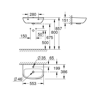 GROHE 39440000 - Раковина BAU CERAMIC 553 × 386 мм, керамика/белая