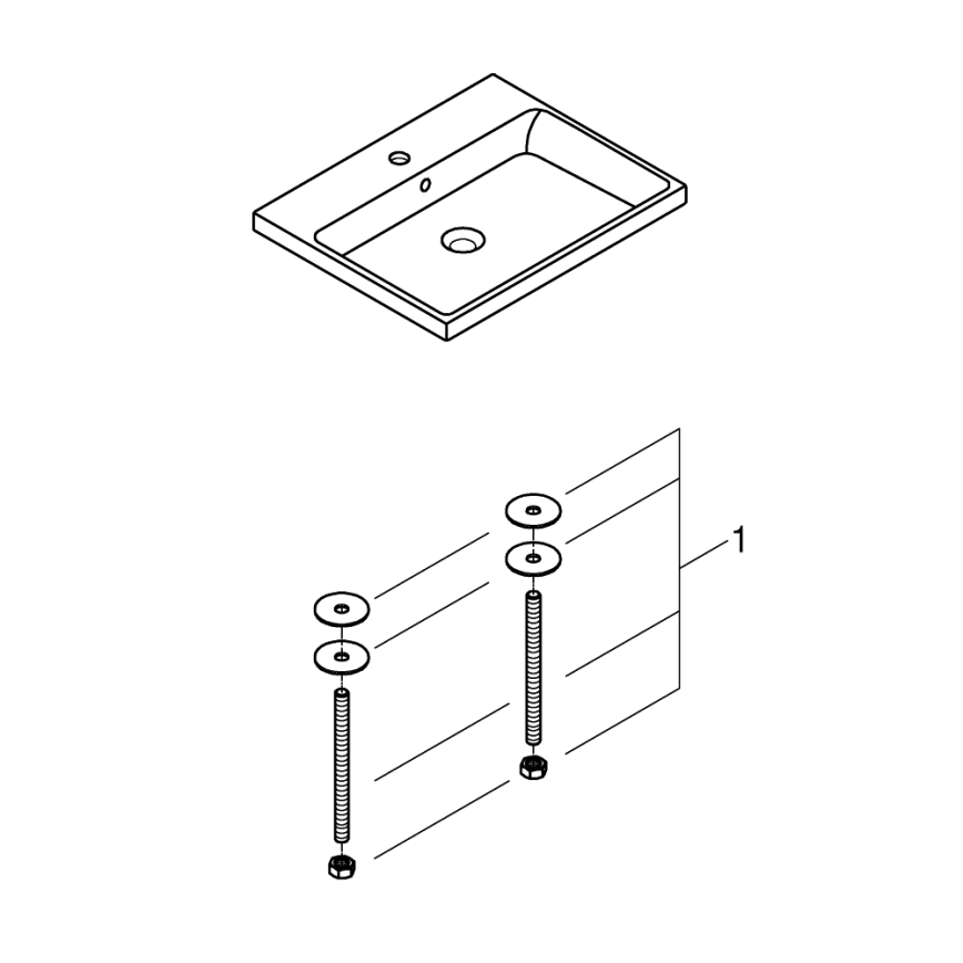 GROHE 3947900H - Раковина CUBE CERAMIC 600 × 490 mm керамика/белая
