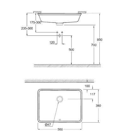 GROHE 3948000H - Умивальник CUBE CERAMIC 492 × 370 мм кераміка/білий