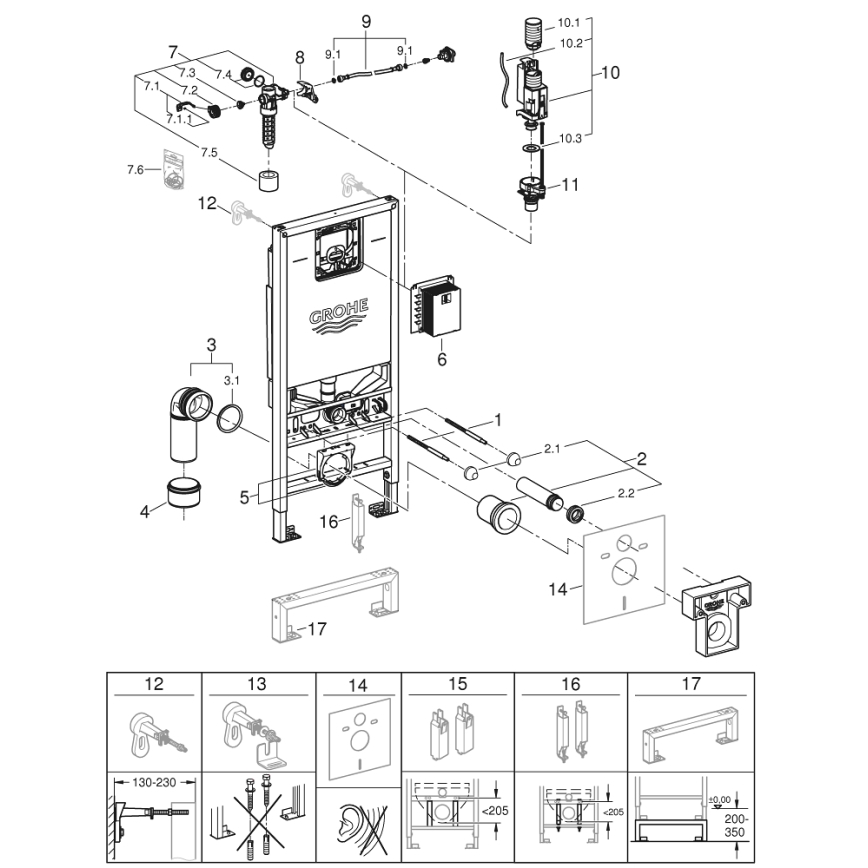 GROHE 39596000 - Инсталляция для унитаза RAPID SLX, 1130 мм, белая