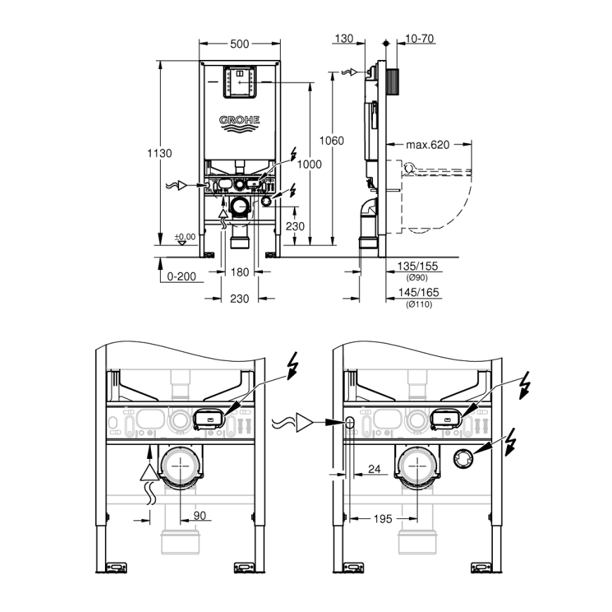 GROHE 39596000 - Инсталляция для унитаза RAPID SLX, 1130 мм, белая