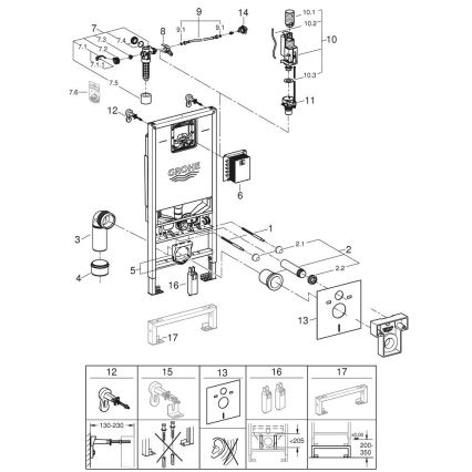 GROHE 39598000 - Инсталляция для подвесного унитаза RAPID SLX 1,13 м белая