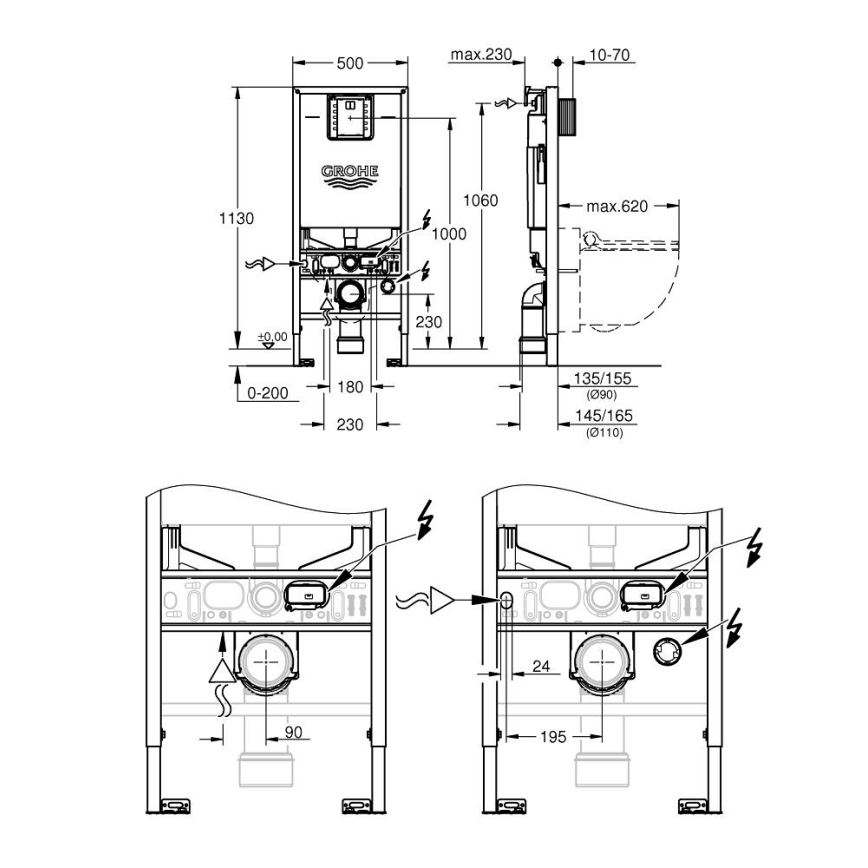 GROHE 39598000 - Инсталляция для подвесного унитаза RAPID SLX 1,13 м белая
