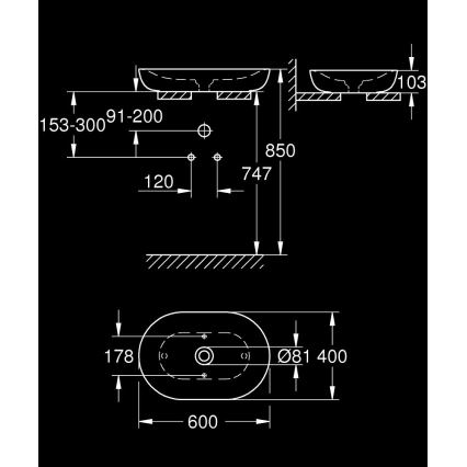 GROHE 3960800H - Накладний умивальник на стільницю ESSENCE 600 × 400 мм кераміка/білий