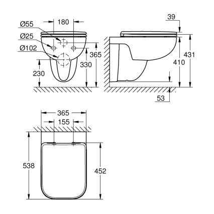 GROHE 39815000 - Подвесной унитаз START EDGE 53,8 x 36,5 cm DuroWhite