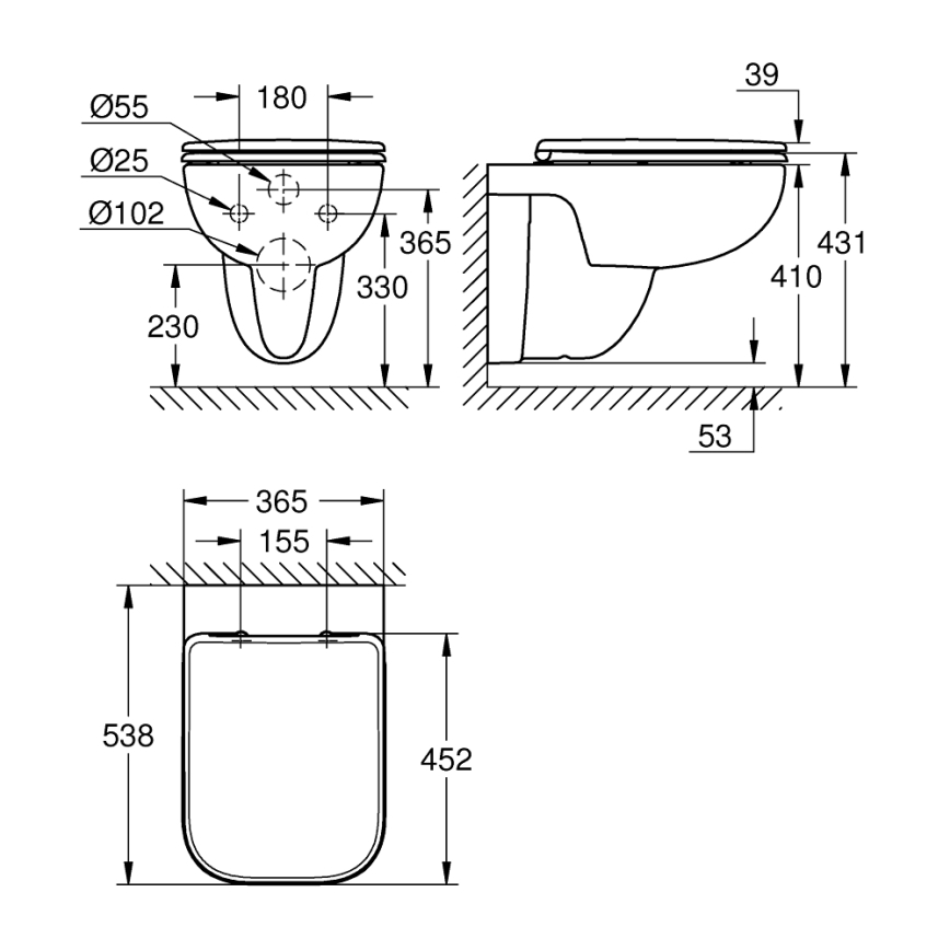GROHE 39815000 - Подвесной унитаз START EDGE 53,8 x 36,5 cm DuroWhite