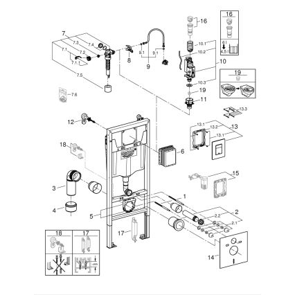 GROHE 39930000 - Комплект 4 в 1 для унитаза SOLIDO, 1,13 м, глянцевый хром