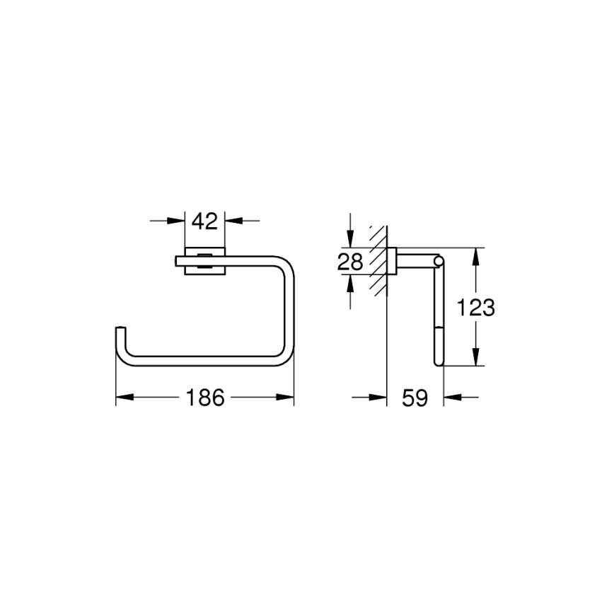 GROHE 40510001 - Тримач для рушників ESSENTIALS CUBE 188 мм глянцевий хром