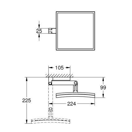 GROHE 40808000 - Косметичне дзеркало SELECTION CUBE 22,3 × 22,3 cm полірований хром