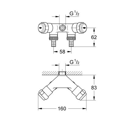 GROHE 41020000 - Двойной вентиль EGGEMANN 12” полированный хром