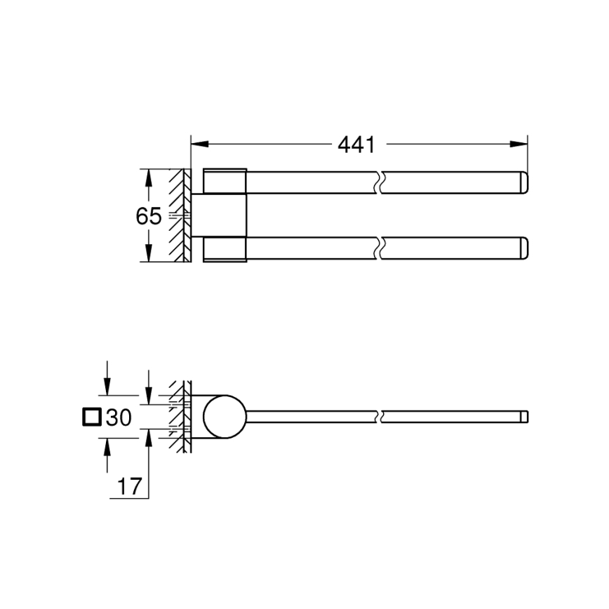 GROHE 41063000 - Держатель для полотенец SELECTION 441 мм полированный хром