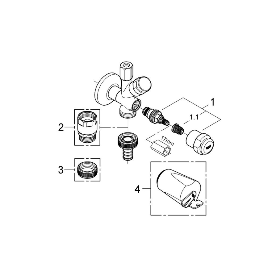 GROHE 41073000 - Комбинированный угловой вентиль WAS 12” × 38” полированный хром