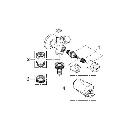 GROHE 41073000 - Комбінований кутовий вентиль WAS 12” × 38” блискучий хром