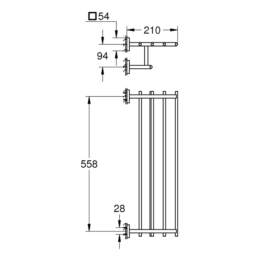 GROHE 410992430 - Багатофункціональний тримач для рушників START CUBE 600 мм чорний