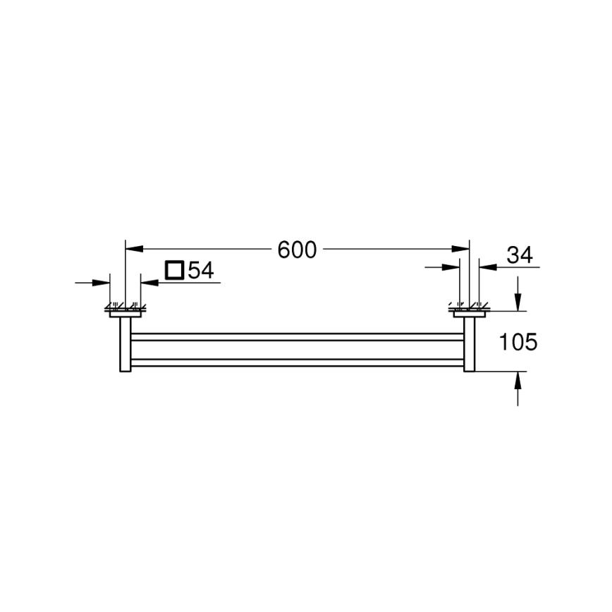 GROHE 411042430 - Двухсекционный держатель для полотенец START CUBE, 654 мм, чёрный