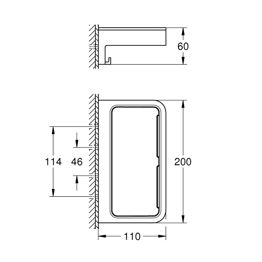 GROHE 411072430 - Душова полиця START CUBE 200 мм чорна