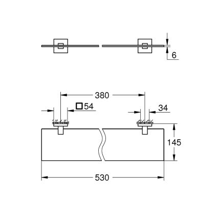 GROHE 41109000 - Скляна полиця START CUBE 530 мм глянцевий хром