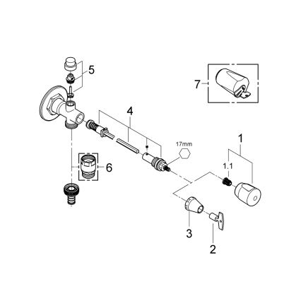 GROHE 41208000 - Наружный настенный вентиль EUROTEC DN 15, полированный хром
