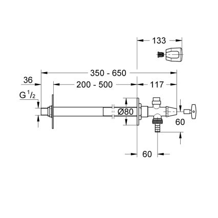 GROHE 41208000 - Зовнішній настінний вентиль EUROTEC DN 15 полірований хром