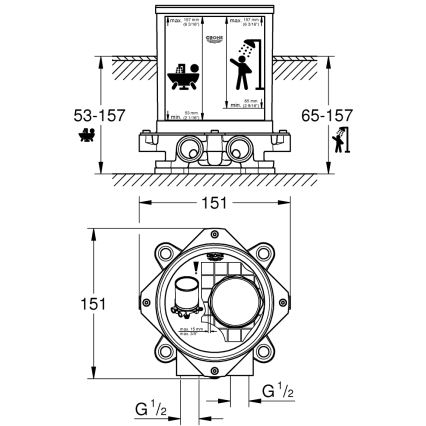 GROHE 45984001 - Вбудований комплект DN 15, латунь