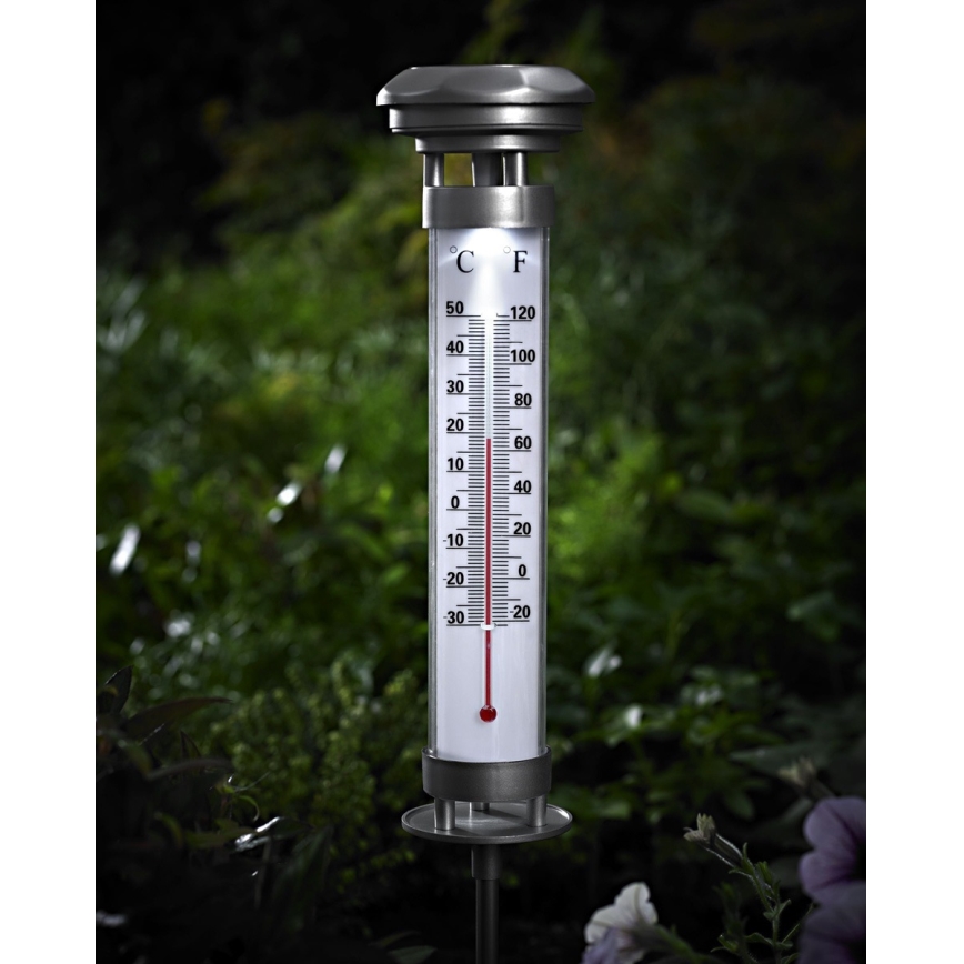 Grundig 89640 - Светодиодная лампа на солнечной батарее с термометром 1xLED/1,2V IP44