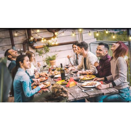 Grundig - LED гірлянда на сонячній батареї з регулюванням яскравості 50xLED/8 функцій 9,35м теплий білий + пульт дистанційного керування