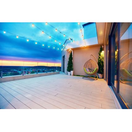 Grundig - LED гірлянда на сонячній батареї з регулюванням яскравості 50xLED/8 функцій 9,35м теплий білий + пульт дистанційного керування