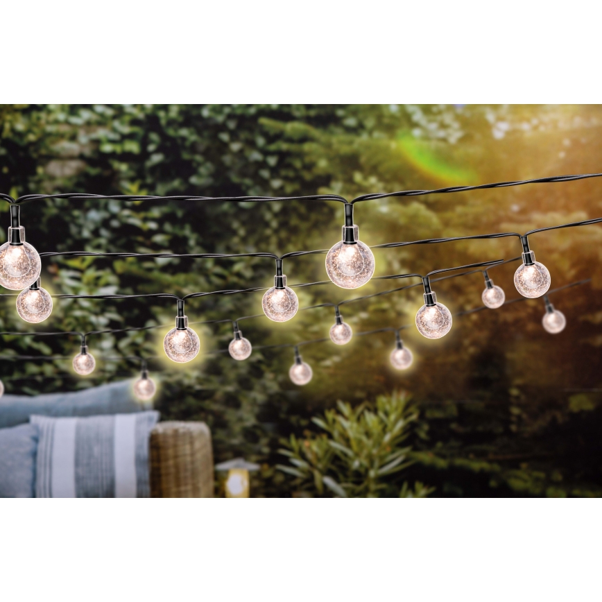 Grundig - LED гірлянда на сонячній батареї з регулюванням яскравості 50xLED/8 функцій 9,35м теплий білий + пульт дистанційного керування