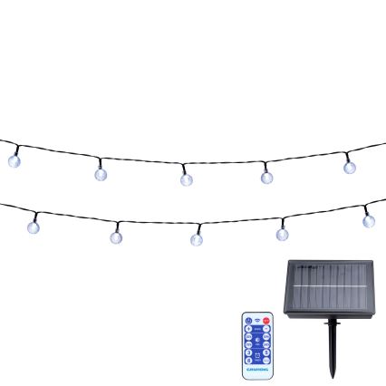 Grundig - LED гірлянда на сонячній батареї з регулюванням яскравості 50xLED/8 функцій 9,35м теплий білий + пульт дистанційного керування