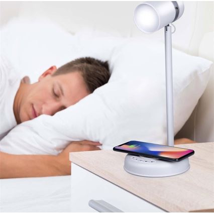 Grundig - LED-настільна лампа 3 в 1 з бездротовою зарядкою та вбудованим динаміком LED/15W/5V