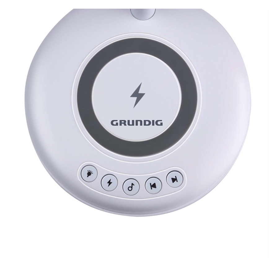 Grundig - LED-настільна лампа 3 в 1 з бездротовою зарядкою та вбудованим динаміком LED/15W/5V