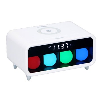 Grundig - LED Нічник з будильником та бездротовою зарядкою і регулюванням яскравості LED/5W/230V