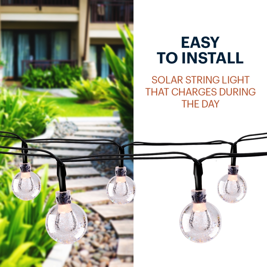 Grundig - Світлодіодний сонячний гірлянд 50xLED/8 функцій 6,9 м тепле біле світло 600 мАг