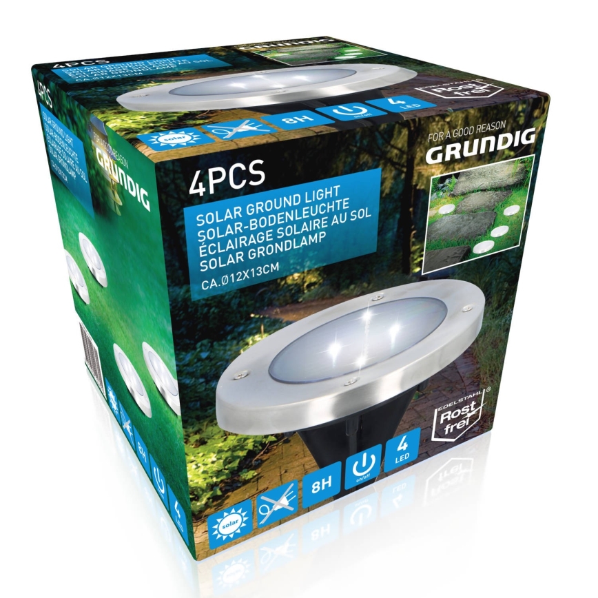 Grundig - НАБІР 4x LED Світильник на сонячній батареї LED/1W/1,2V IP65