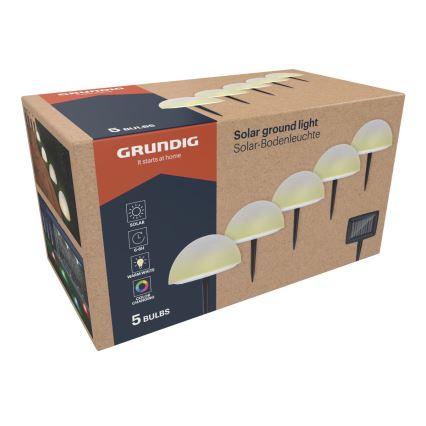 Grundig - НАБІР 5x LED RGBW Світильник на сонячній батареї LED/3,2V IP44