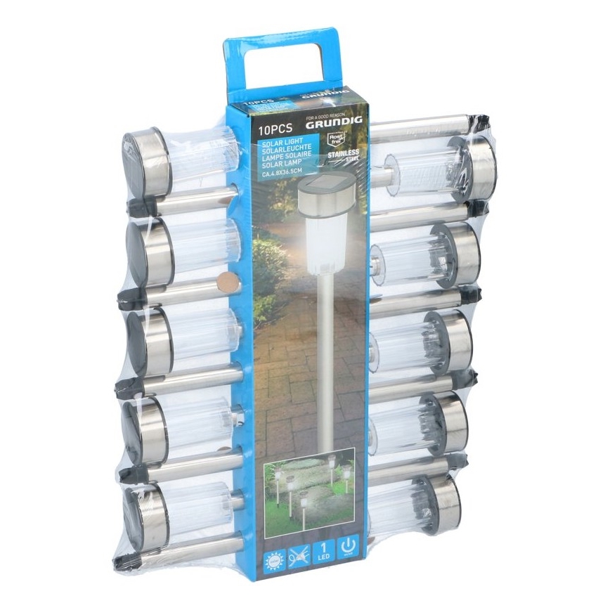 Grundig - Набор 10x светодиодных светильников на солнечной батарее LED/1,2V
