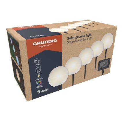 Grundig - НАБОР 5x Светодиодный RGBW-светильник на солнечной батарее LED/3,2V IP44