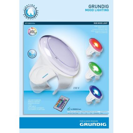 Grundig - Настільна LED RGB лампа з регулюванням яскравості LED/1W/230V + дистанційне керування