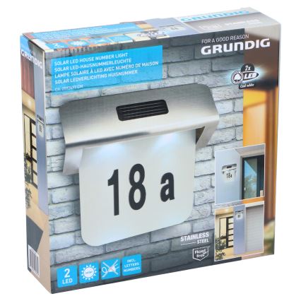 Grundig - Номер дома со светодиодной подсветкой на солнечной батарее 1,2V