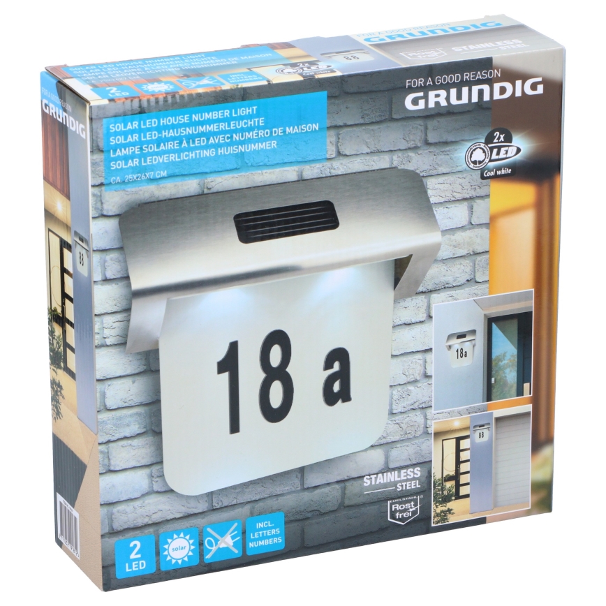 Grundig - Номер дома со светодиодной подсветкой на солнечной батарее 1,2V