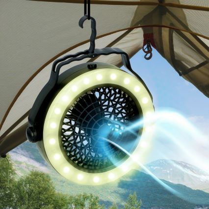 Grundig - Переносной вентилятор со светодиодной подсветкой LED/3xAA
