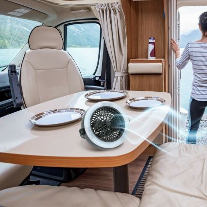 Grundig - Переносной вентилятор со светодиодной подсветкой LED/3xAA