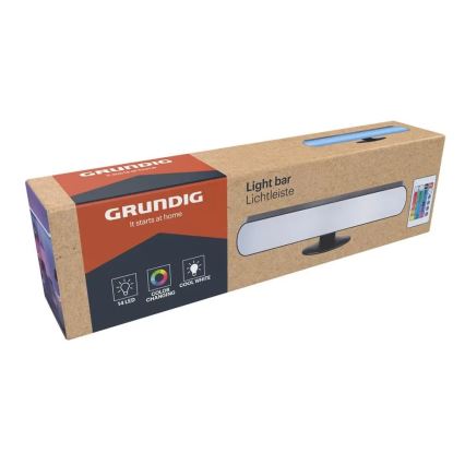Grundig - RGBW LED диммируемая настольная лампа, 0,7 Вт/5 В, чёрная + пульт дистанционного управления