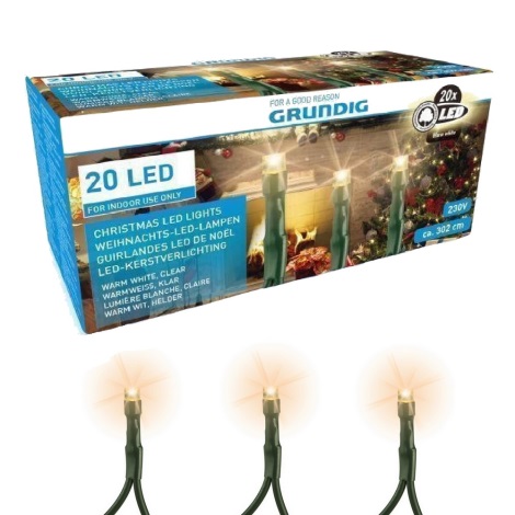 Grundig - Різдвяна LED гірлянда 1,5м 20xLED/1,5W/230V