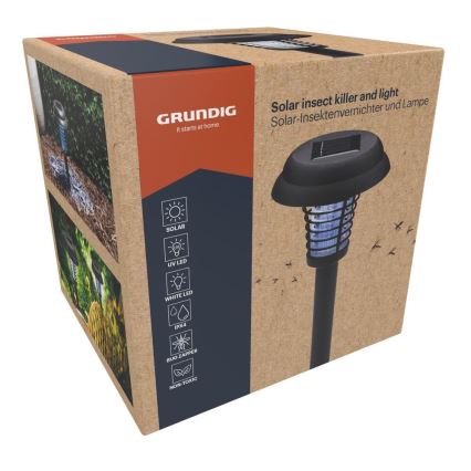 Grundig - сонячна світлодіодна лампа та пастка для комах з УФ‑світлодіодом, 1xAA, 600 mAh, IPX4
