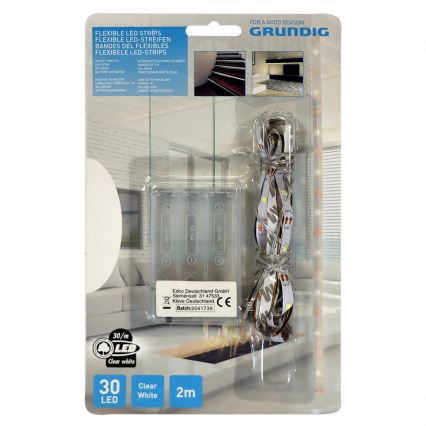 Grundig - Светодиодная лента 2 м LED/3xAA дневной белый