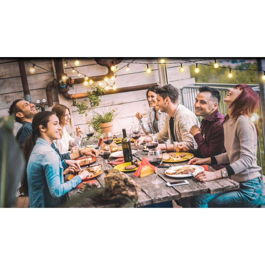 Grundig - Светодиодная солнечная гирлянда с диммером 50xLED/8 функций 9,35 м тёплый белый 1200 мАч + пульт управления