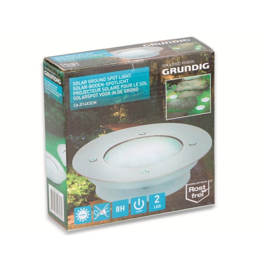 Grundig - Светодиодный встроенный светильник на солнечной батарее 2xLED/1,2V